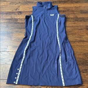 PXG gold dress / Navy Sleeveless Dress with White Accents size small